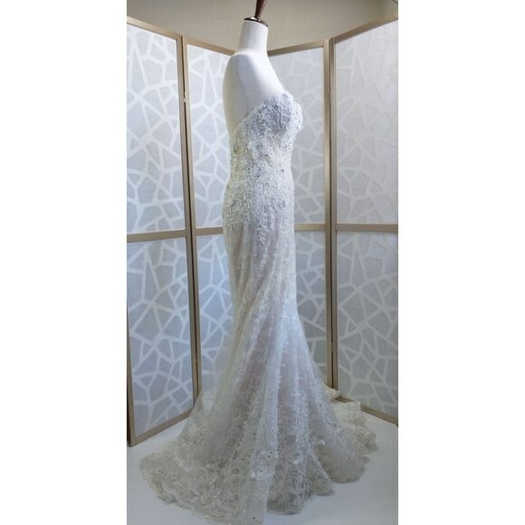 Eve of Milady Wedding Dress Strapless Fit and Flare Couture Collection Size 8 - Picture 4 of 12